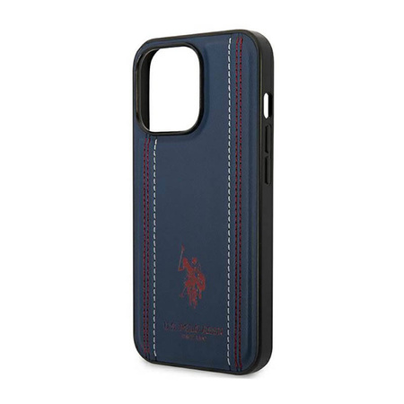 US Polo Assn Leather Stitch - Etui iPhone 14 Pro Max (granatowy) (USHCP14XPFAV)