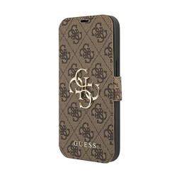Guess Booktype 4G Big Metal Logo - Etui iPhone 13 Pro (brązowy) (GUBKP13L4GMGBR)
