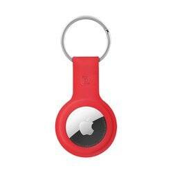 Crong Silicone Case with Key Ring – Etui ochronne brelok do Apple AirTag (czerwony) (CRG-ATS-RED)