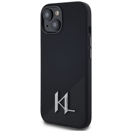 Karl Lagerfeld Silicone Shadow Metal Initial MagSafe - Etui do iPhone 15 (czarny) (KLHMP15SSCMKMPCK)