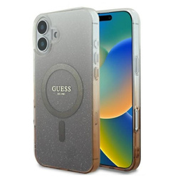 Guess IML Glitter Gradient MagSafe - Etui iPhone 16 (brązowy) (GUHMP16SHGRCELW)