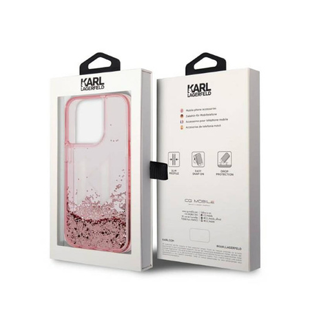 Karl Lagerfeld Liquid Glitter Big Logo Case - Etui iPhone 14 Pro (różowy) (KLHCP14LLBKLCP)