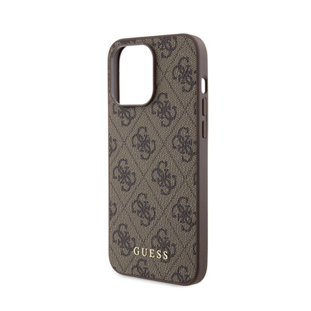 Guess 4G Metal Gold Logo - Etui iPhone 15 Pro Max (brązowy) (GUHCP15XG4GFBR)