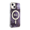Guess Golden Marble MagSafe - Etui iPhone 14 (Purpurowy) (GUHMP14SHTMRSU)