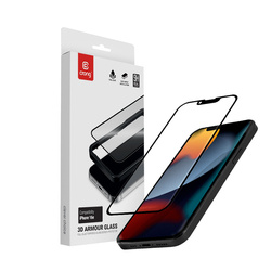 Crong 3D Armour Glass - Szkło hartowane iPhone 16e / iPhone 14 / iPhone 13 / iPhone 13 Pro + ramka instalacyjna (CRG3DAGIP1661E)