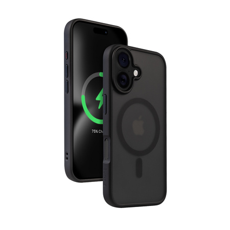 Crong Hybrid Frost MAG Cover - Etui z MagSafe do iPhone 16 (czarny) (CRGHFMIP1661BLK)