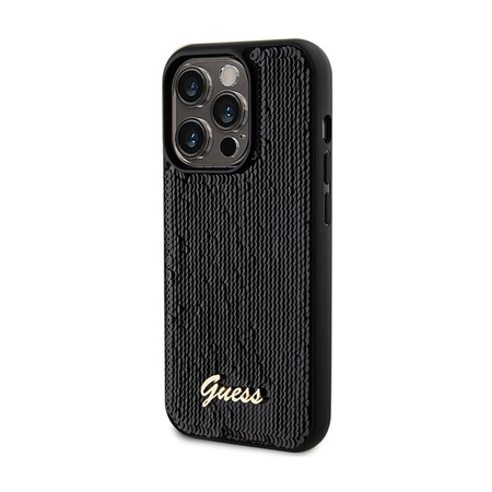 Guess Sequin Script Metal - Etui iPhone 13 Pro Max (czarny) (GUHCP13XPSFDGSK)