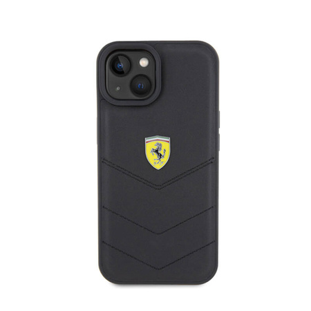 Ferrari Quilted Metal Logo - Etui iPhone 15 (czarny) (FEHCP15SRDUK)