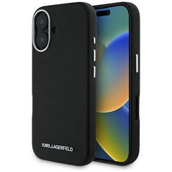 Karl Lagerfeld Saffiano Full Wrapped Elongated Metal Logo MagSafe - Etui do iPhone 16 (czarny) (KLHMP16SPSAFWMCK)