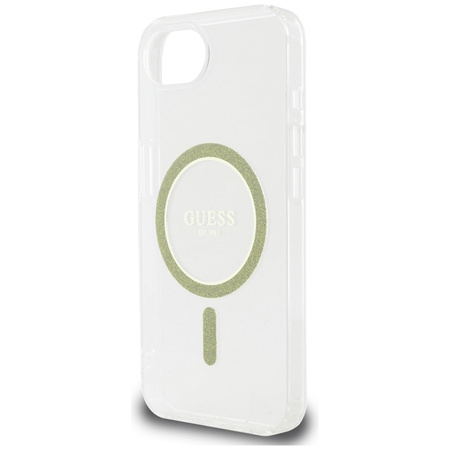 Guess IML Glitter Circle MagSafe - Etui do iPhone 16e (przezroczysty) (GUHMPSE4HFGERET)
