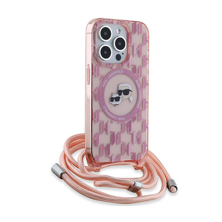 Karl Lagerfeld IML Crossbody Monogram Karl & Choupette Head MagSafe - Etui iPhone 15 Pro (różowy) (KLHMP15LHCKCKLCP)