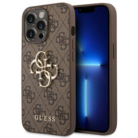 Guess 4G Big Metal Logo - Etui iPhone 14 Pro Max (brązowy) (GUHCP14X4GMGBR)