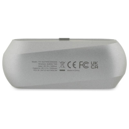 Guess Elongated Metalic Printed Logo - Słuchawki Bluetooth TWS + etui ładujące (szary) (GUTWSC2MCDSE)