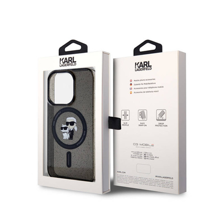 Karl Lagerfeld Karl & Choupette Glitter Magsafe - Etui iPhone 15 Pro (czarny) (KLHMP15LHGKCNOK)