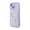 Guess Ring Stand Script Glitter MagSafe - Etui iPhone 15 Plus (fioletowy) (GUHMP15MHRSGSU)