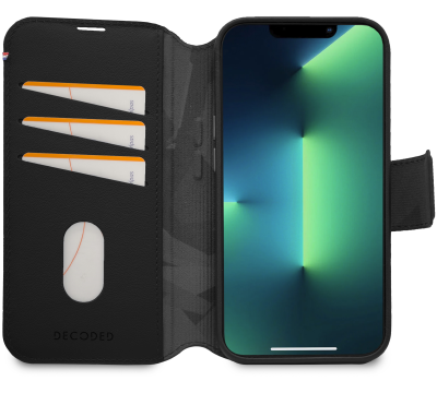 Decoded Detachable Wallet – skórzana obudowa ochronna do iPhone 14 Pro kompatybilna z MagSafe (black) (D23IPO14PDW5BK)