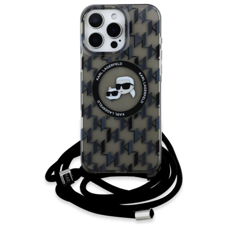 Karl Lagerfeld IML Crossbody Monogram Karl & Choupette Head MagSafe - Etui iPhone 16 Pro Max (czarny) (KLHMP16XHCKCKLCK)