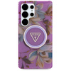 Guess Glitter Flowers Triangle Buttons MagSafe - Etui do Samsung Galaxy S25 Ultra (fioletowy) (GUHMS25LHFLPEDU)