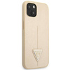 Guess Saffiano Triangle Logo Case - Etui iPhone 14 Plus (beżowy) (GUHCP14MPSATLE)