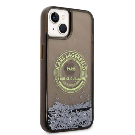 Karl Lagerfeld Liquid Glitter Round RSG Logo Case - Etui iPhone 14 (czarny) (KLHCP14SLCRSGRK)