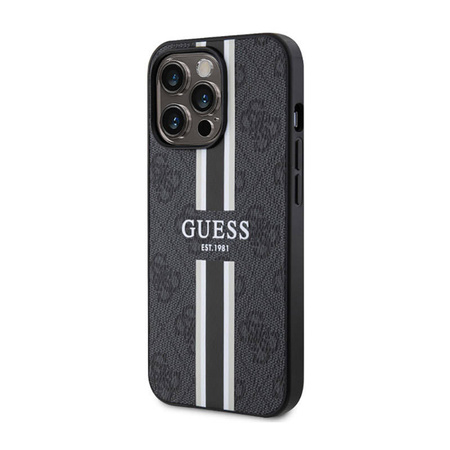 Guess 4G Printed Stripes MagSafe - Etui iPhone 13 Pro Max (Czarny) (GUHMP13XP4RPSK)