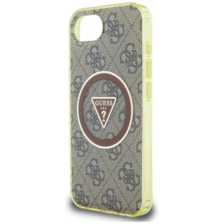 Guess IML Metal Glitter 4G Circle Triangle MagSafe - Etui do iPhone 16e (brązowy) (GUHMPSE4HG4PRTGW)