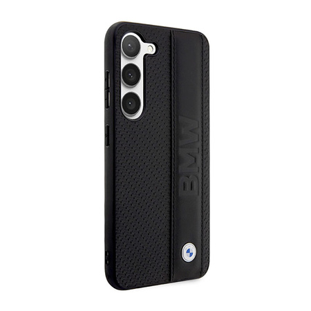 BMW Leather Textured & Stripe - Etui Samsung Galaxy S23+ (czarny) (BMHCS23M22RDPK)