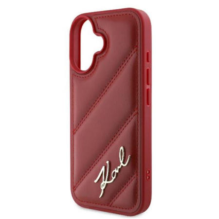 Karl Lagerfeld Quilted Signature - Etui iPhone 16 (czerwony) (KLHCP16SPQDSMGR)