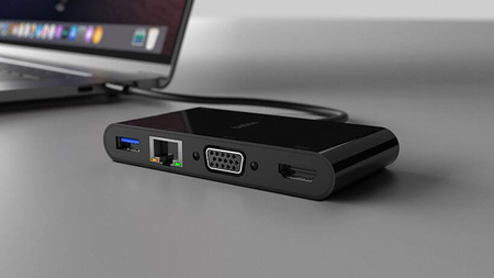 Belkin przejściówka Multiport M/F USB-C / HDMI, VGA, USB-A, Ethernet - czarny (AVC005BTBK)