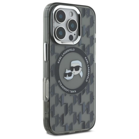 Karl Lagerfeld IML Monogram Karl & Choupette Head MagSafe - Etui iPhone 16 Pro (czarny) (KLHMP16LHMCKMHK)