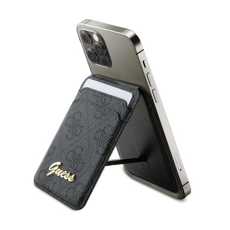 Guess Wallet Cardslot Stand MagSafe 4G Classic Logo - Portfel magnetyczny z funkcją standu (czarny) (GUWMSHG4SHK)