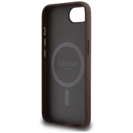Guess 4G Ring Classic Logo MagSafe - Etui do iPhone 16e (brązowy) (GUHMPSE4G4GFRW)