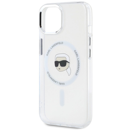 Karl Lagerfeld IML Metal Karl Head MagSafe - Etui do iPhone 15 (biały) (KLHMP15SHLSKIH)