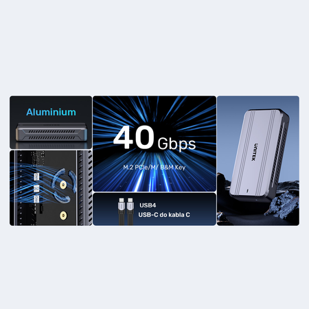 Unitek Aktywnie chłodzona obudowa M2 NvMe SSD USB4 40Gbps (S1242AGY01-EU)