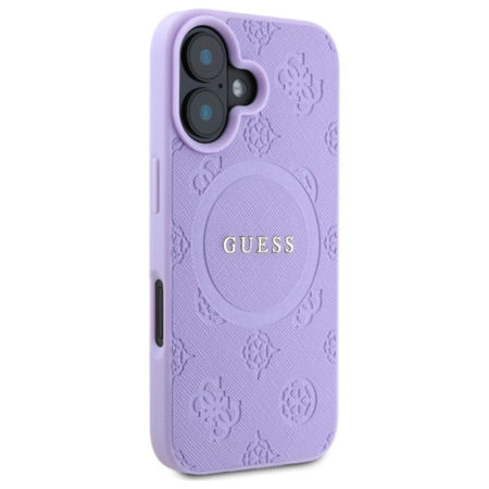Guess Saffiano Peony Classic Logo MagSafe - Etui iPhone 16 (fioletowy) (GUHMP16SPSAPSMEU)