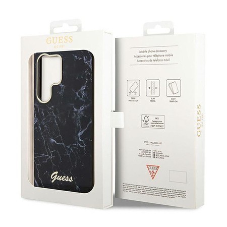 Guess Marble Collection - Etui Samsung Galaxy S23 Ultra (czarny) (GUHCS23LPCUMAK)