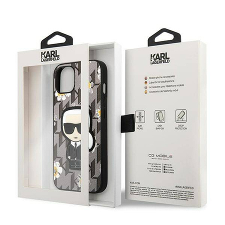 Karl Lagerfeld Iconic Karl Flower - Etui iPhone 13 Mini (szary) (KLHCP13SPMNFIK1)