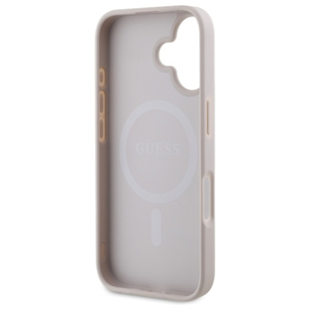 Guess Saffiano Peony Classic Logo MagSafe - Etui iPhone 16 (różowy) (GUHMP16SPSAPSMEP)