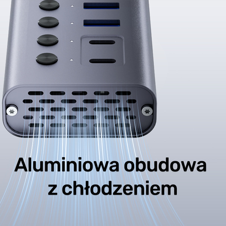 Unitek Hub USB C/USB A 10w1 5Gbps, 8x USB A, 2x USB C z włącznikami portów (H1315B01-EU)