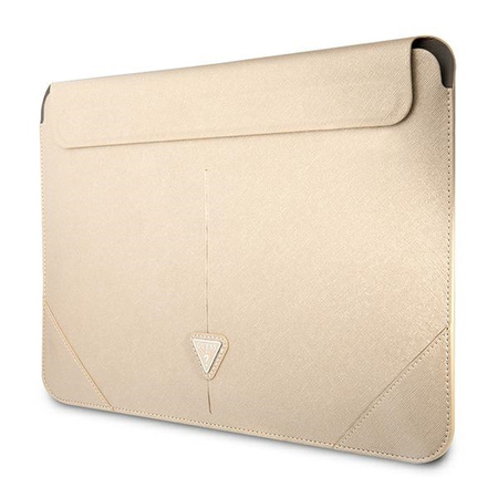Guess Saffiano Triangle Logo Sleeve - Etui na notebooka 13" / 14" (beżowy) (GUCS14PSATLE)