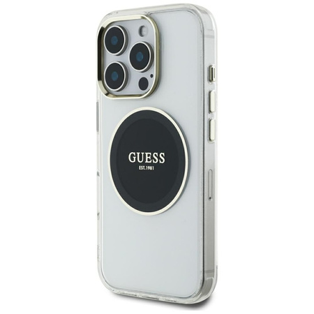 Guess IML Metal Colored Circle Classic Logo MagSafe - Etui do iPhone 16 Pro Max (czarny) (GUHMP16XHTDRCEDK)