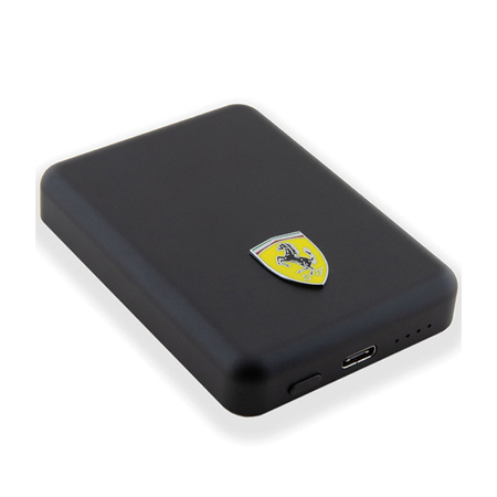 Ferrari Metal Logo MagSafe - Power Bank indukcyjny 5000 mAh 15W MagSafe (Czarny) (FEPB5MNCAK)