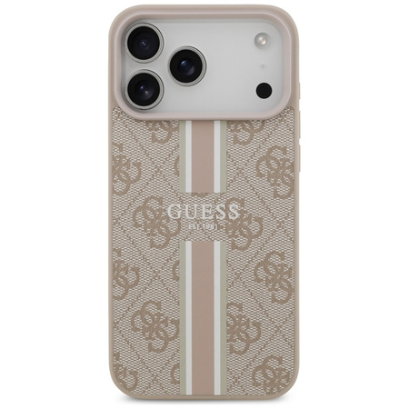 Guess 4G Printed Stripes MagSafe - Etui iPhone 17 Pro Max (różowy) (GUHMP17XP4RPSP)