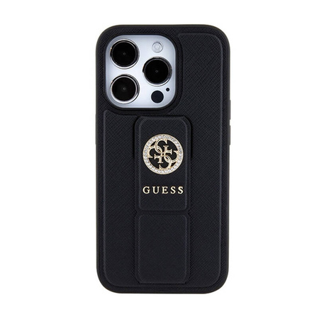 Guess Grip Stand 4G Saffiano Strass Logo - Etui iPhone 15 Pro Max (czarny) (GUHCP15XPGSSADK)
