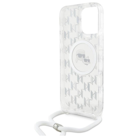 Karl Lagerfeld IML Crossbody Monogram Karl & Choupette Head MagSafe - Etui iPhone 16 Pro Max (przezroczysty) (KLHMP16XHCKCKLCT)