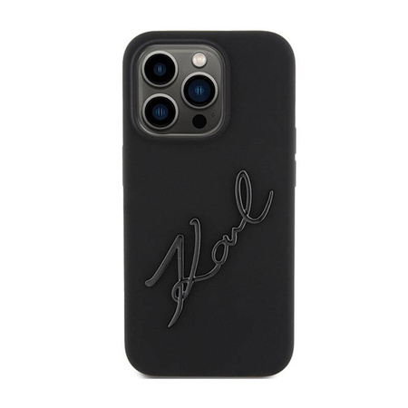 Karl Lagerfeld Silicone Karl Script - Etui iPhone 15 Pro (czarny) (KLHCP15LSKSBMCK)