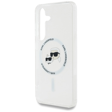 Karl Lagerfeld Button Karl & Choupette Heads Printed Logo MagSafe - Etui Samsung Galaxy S25 (biały) (KLHMS25SHLSKCH)