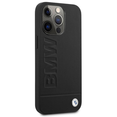 BMW Leather Hot Stamp MagSafe – Etui iPhone 14 Pro Max (Czarny) (BMHMP14XSLLBK)