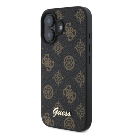 Guess Peony Script MagSafe - Etui iPhone 16 (czarny) (GUHMP16SPGPYSK)