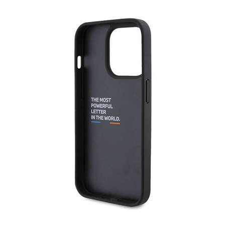BMW Leather Carbon Blue Line - Etui iPhone 15 Pro (czarny) (BMHCP15L22NBCK)